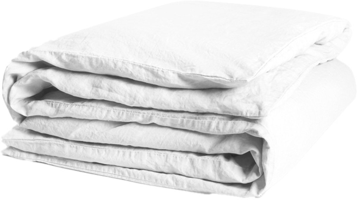 Yumeko dekbedovertrek gewassen linnen wit 260x240 (zonder slopen) - Biologisch & ecologisch Pure White