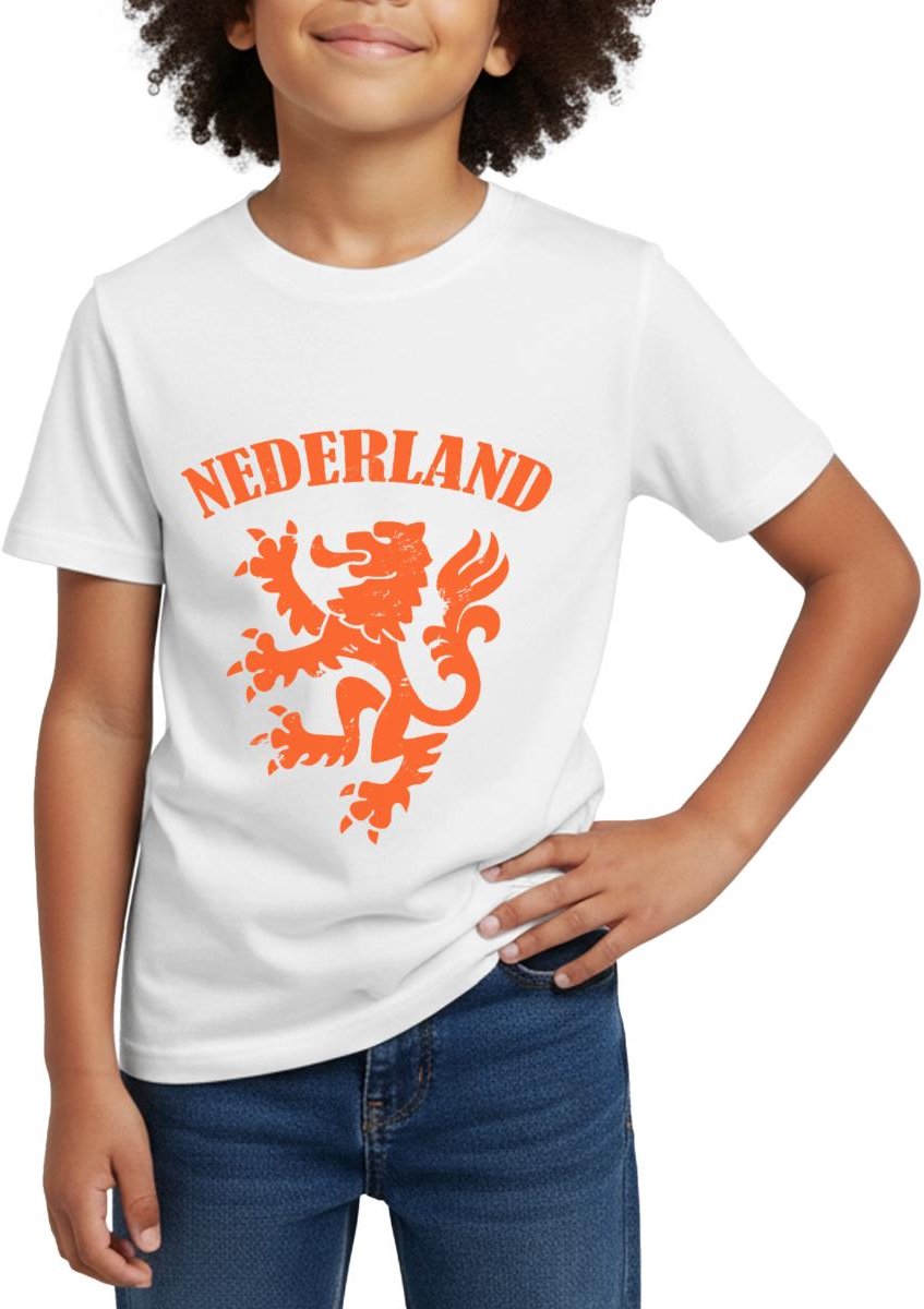 Nederland Voetbal Shirt Nederland Leeuw T-Shirt Kinderen