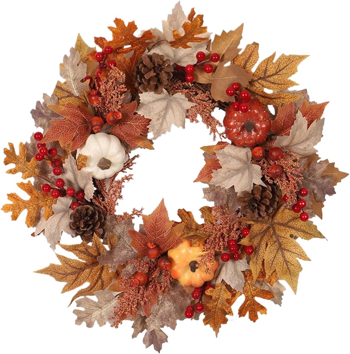 Kunstkrans - Decoratieve krans - Voordeur versieren - Realistische herfstlook - 50 cm - Me