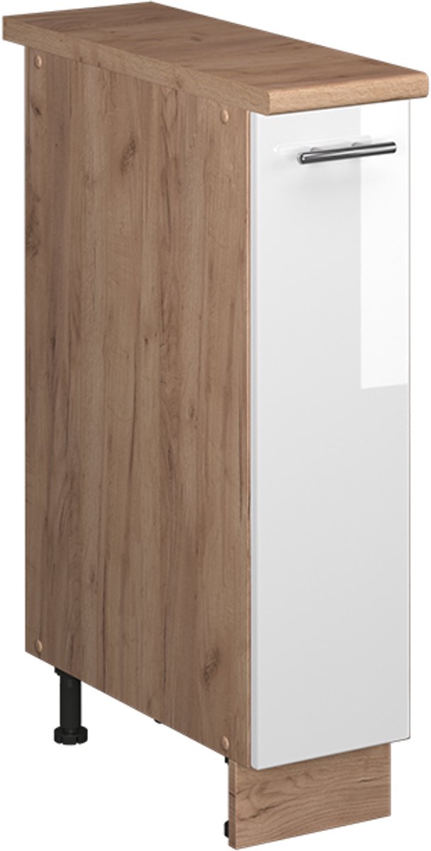 Vicco Apotheekkast Fame-Line, Wit Hoogglans/Goudkleurig Eiken, 20 cm, WB Eik