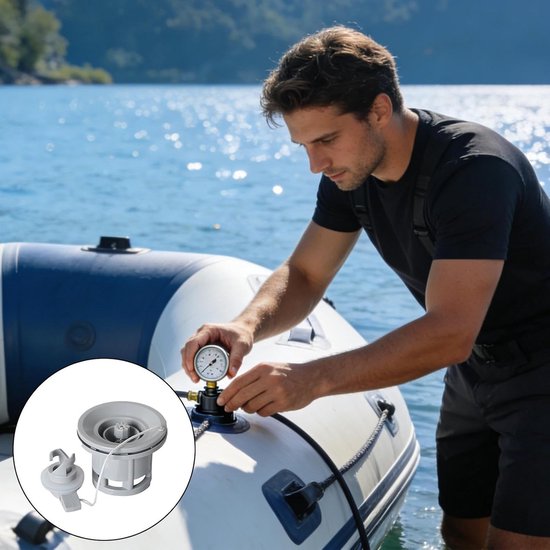 Opblaasbare ventielen - Luchtmatras stekker - Outdoor avonturen - 8-gaats anti-lek - 7.5 x 7.5 x 11 cm - Zwart — afbeelding 4