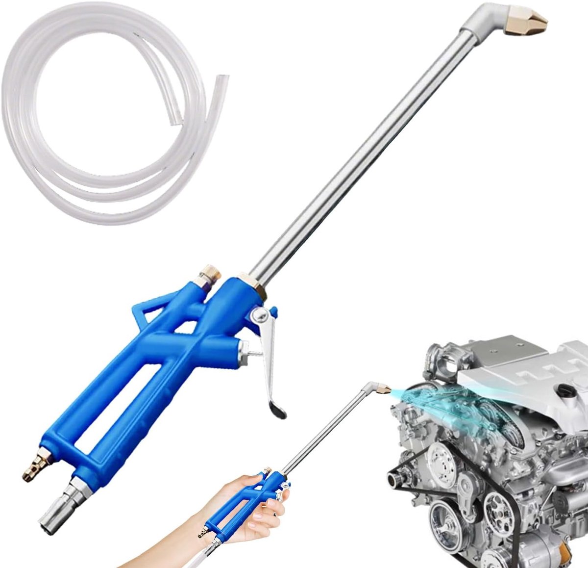 Autowaslans - Verlengsteel Slang - Moeilijke Plekken Reinigen - Extra Lange Bereik - 41 cm - Blauw
