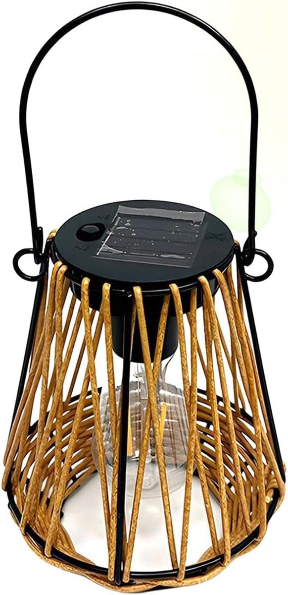Zonne Lantaarn - Hanglamp Buiten - Decoratieve Verlichting - Kunstrotan Decoratie - 25x15x