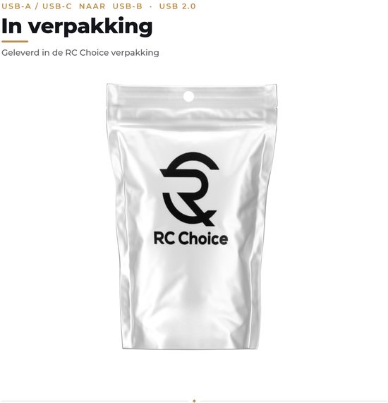 In verpakking: Wit zakje met 'RC Choice' logo.