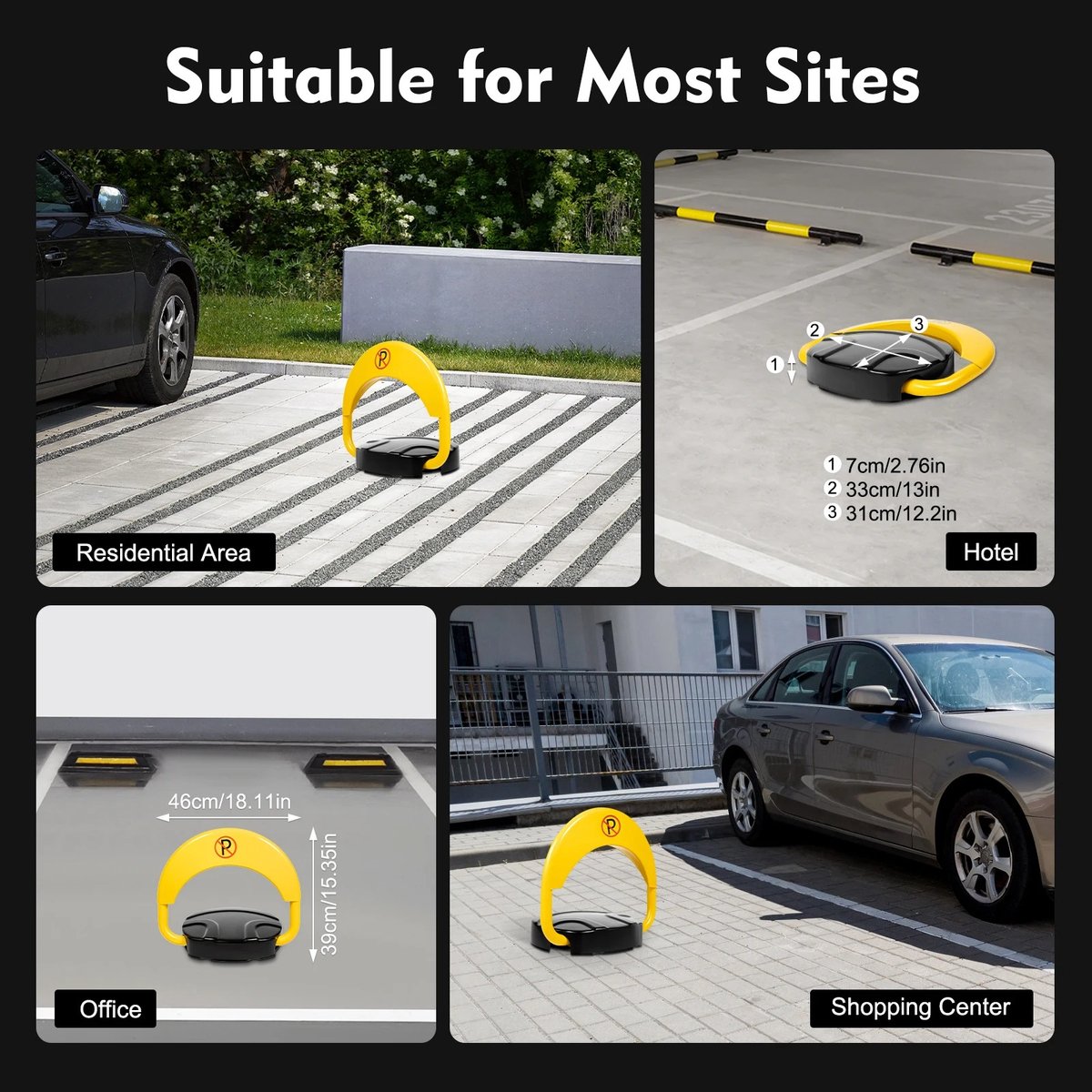 QJ Supply - Parkeerbeugel - Intelligent Parkeerslot - Afstandsbediening - Anti Botsing - Alarm Systeem - Waterdicht - Geel