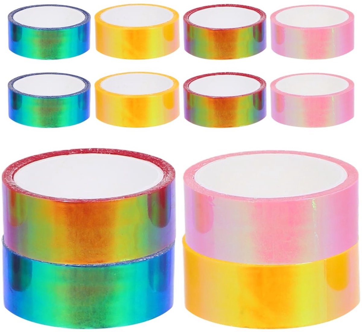 Kleurrijke Waterproof Plakband - 12 Rollen Hoge Viscositeit voor Cadeauverpakking, Scrapbooking en DIY Creatieve Projecten