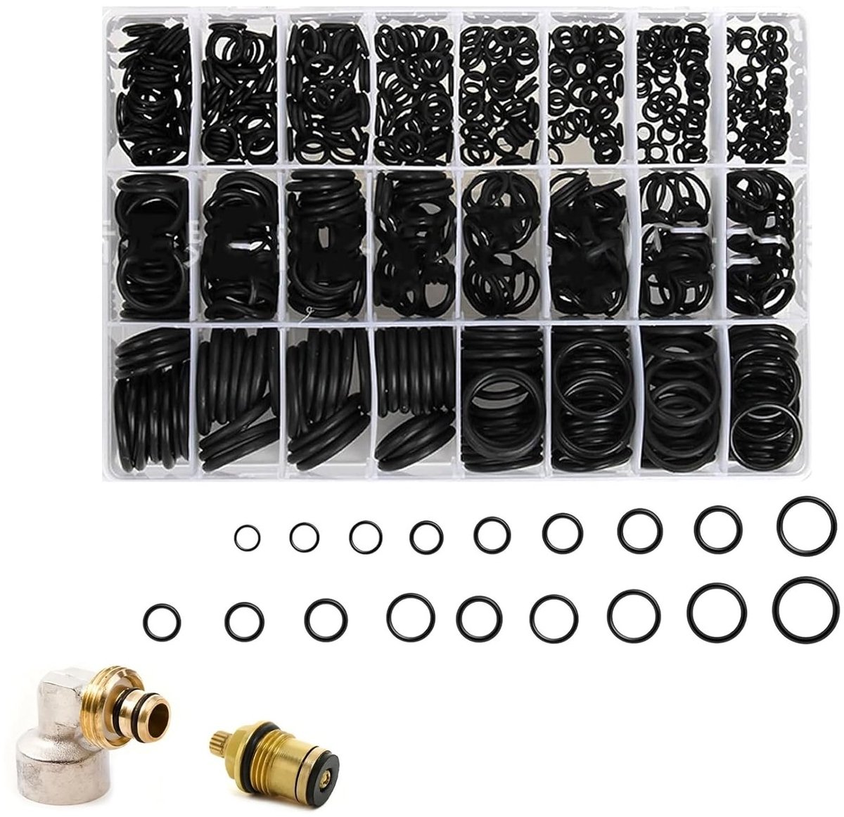 Assortiment van 800 Stuks Rubber O-Ringen voor Hydraulische Toepassingen, Auto Reparatie en Elektrische Afdichtingen