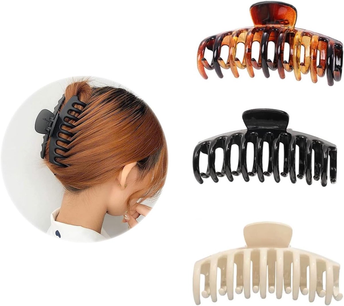 Set van 3 stijlvolle haarspelden voor vrouwen, sterke klemmen met antislip grip, geschikt voor dik en dun haar, ideaal voor elke gelegenheid