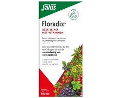 Salus Floradix IJzer-elixir – Bij vermoeidheid – Voedingssupplement met ijzer en vitamine B12 – 500 ml
