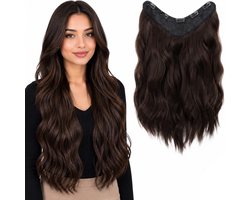 SassyGoods Premium Hair Extensions - Extension - Postiche - Cheveux Ondulés Brun Foncé - Cheveux Femme - Postiche - Brun Foncé - 60 cm