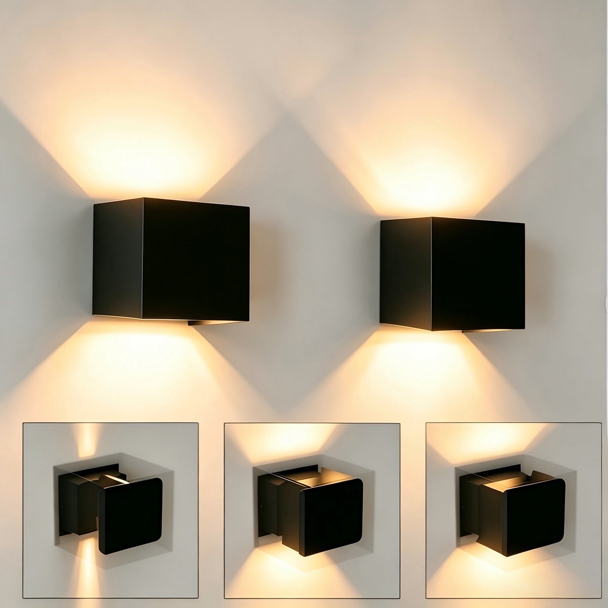 NETTLIFE Wandlamp - Set van 2 Stuks - LED Wandlampen - H 10cm - Zwart Buitenlamp - Modern - 3000K warm wit licht - 5W - IP65 Wandverlichting - Up Down light binnen & buiten Wandverlichting - voor Tuin | Slaapkamer | Woonkamer | Hal