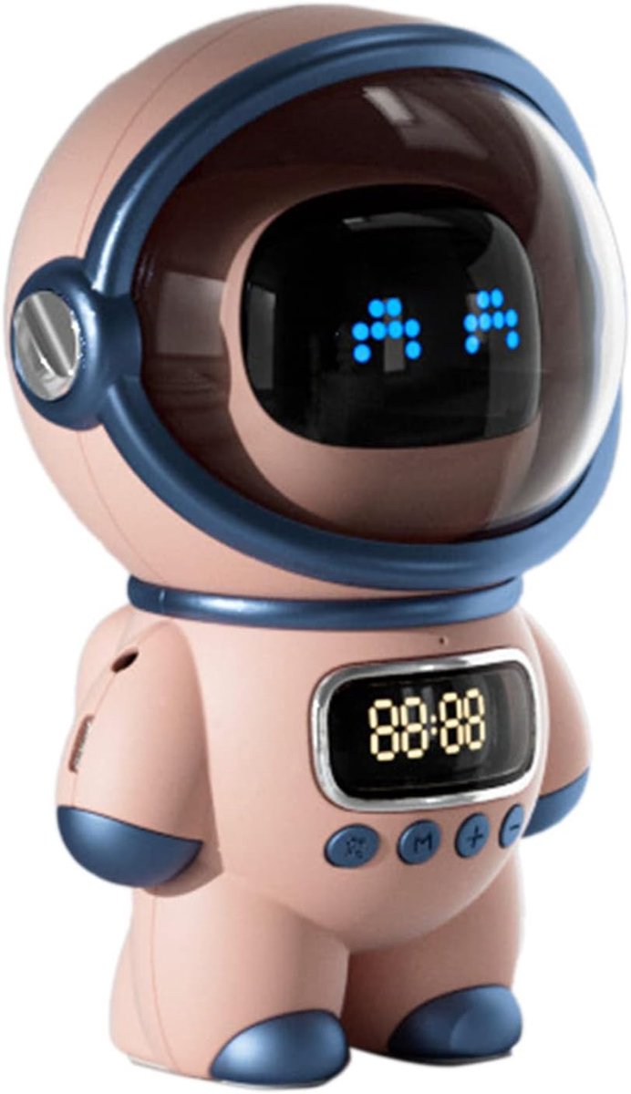 Draadloze Bluetooth Speaker met AI Voice Intercom, Nachtlampje en Wekker - Roze
