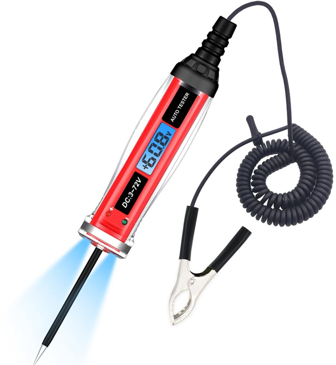 Bedradingstester Auto - Spanningsmeter Circuit tester - Elektrische Systemen Testen - Digitaal LCD Display - 3-72V - Zwart