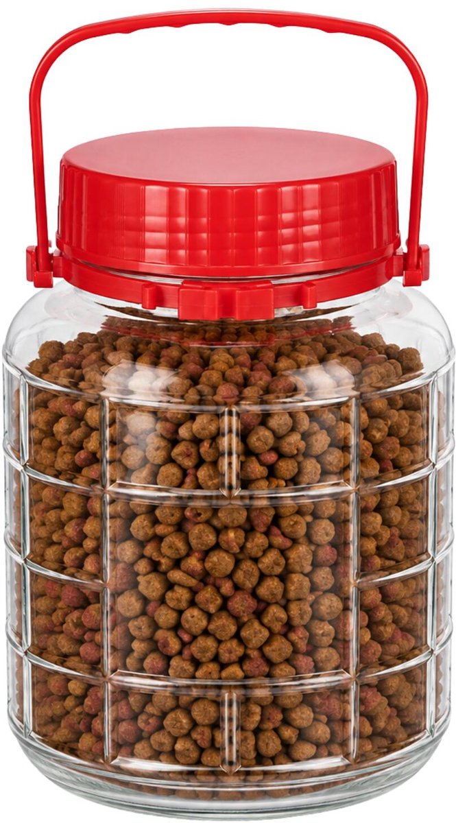 Alessandro XXL voedsel opslag container - glas - 2 liter - afsluitdop en hengsel - transparant/rood - Weckpotten - Opslagpotten - 14 x 21 cm