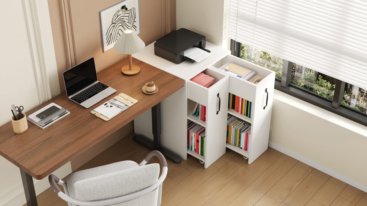 Boekenkast Op Wielen - Nachtkastje Met Lades - Mobiele Opbergkast Wit Met Planken