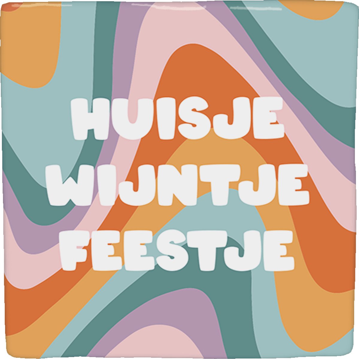Artige Decoratie tegel met tekst- Huisje wijntje feestje - keramisch - 10x10 cm - inclusief houder blauw-1