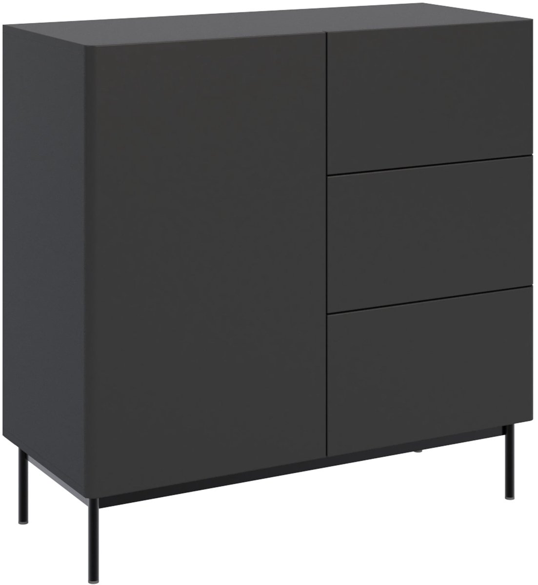 Selsey Olio – Dressoir met 1 deur en 3 lades - zwart - 100cm