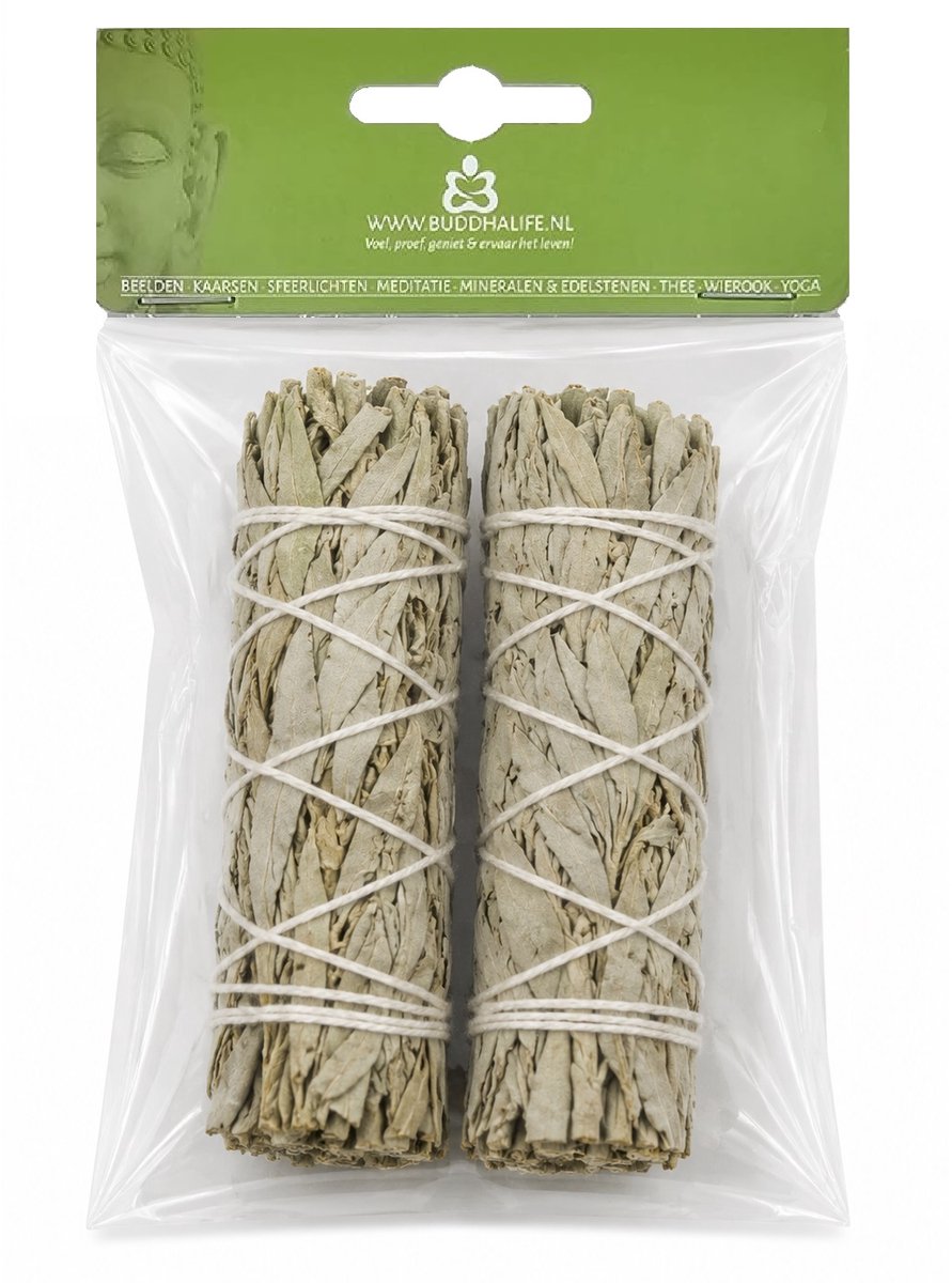 Buddhalife Witte Salie Smudgesticks 2 Stuks | White Sage | Huisreiniging | Energetische Reiniging | Meditatie & Yoga