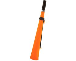 Henbrandt feest / party blaas toeters - set 1x stuks - neon oranje - 37 cm - feestartikelen verjaardag - geluidmakers - hoorns - supporters