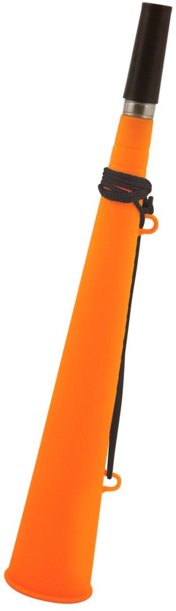 Henbrandt feest / party blaas toeters - set 1x stuks - neon oranje - 37 cm - feestartikelen verjaardag - geluidmakers - hoorns - supporters