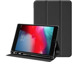 Tablet Hoes Geschikt voor Apple iPad Mini 1/2/3/4/5 | Luxe Tri-Fold Book Case | Kunst Leren Bescherm Hoes | Standaard Functie | Zwart