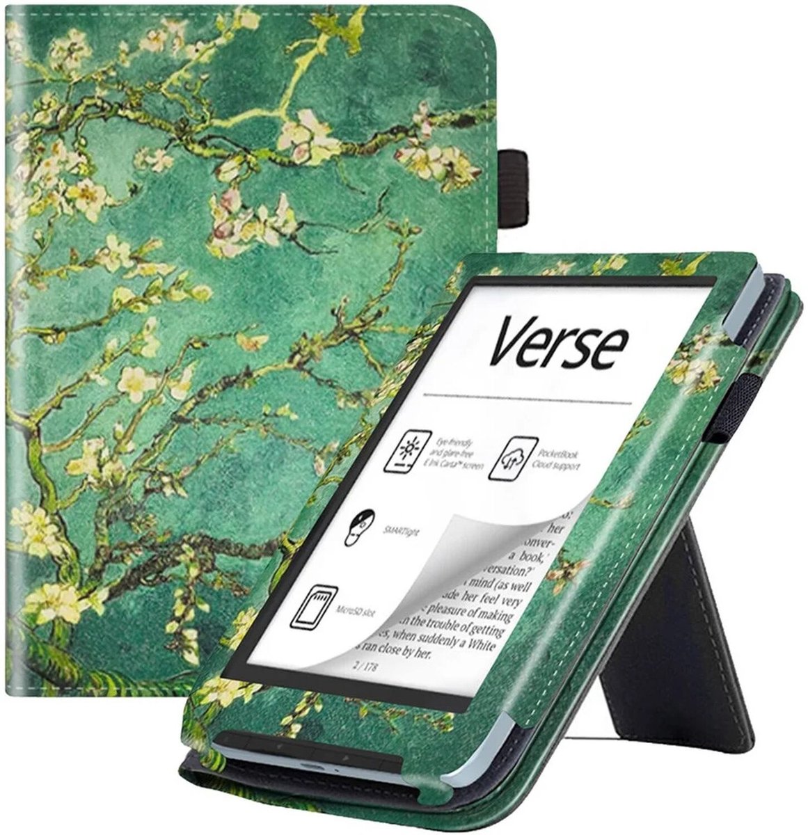 PocketBook Verse Hoes Book Case met Standaard en Sleep / Wake Bloemen Print