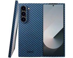 NEKIT Fiber Hoesje Geschikt voor Samsung Galaxy Z Fold 6 - Compatibel met MagSafe - High-tech Kevlar Aramidevezels 1500D - Back Cover Ultra Dun - Blauw