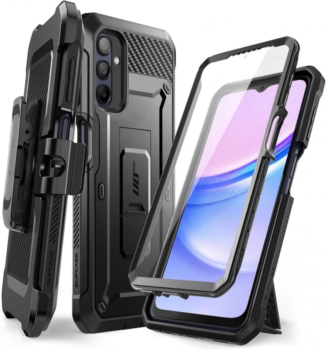Supcase 360 Backcase hoesje met screenprotector geschikt voor Samsung Galaxy A16 - Zwart