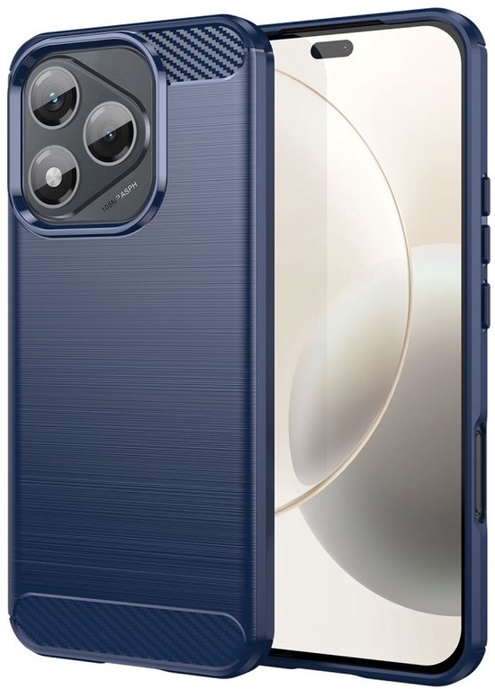 Geborsteld TPU Hoesje Geschikt voor Honor 400 Lite | Beschermhoes | Back Cover | Flexibel TPU | Stijlvol Carbon | Dun | Blauw
