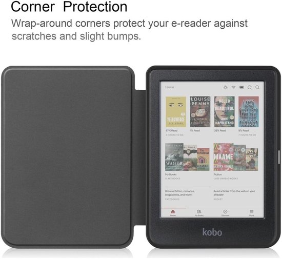 E-Reader Hoes Geschikt voor Kobo Clara Colour / Clara BW - Book Case met Sleep/Wake Functie - Kunstlederen Beschermhoes - Roze van i12Cover — afbeelding 3