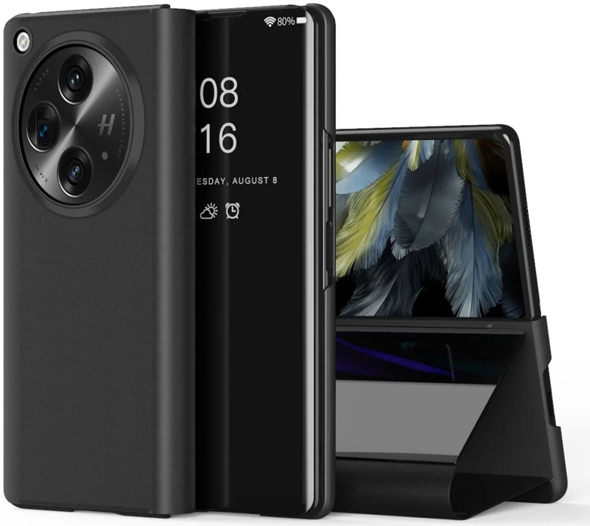 OnePlus Open / Oppo Find N3 Hoesje met Standaard Kunstleer Zwart
