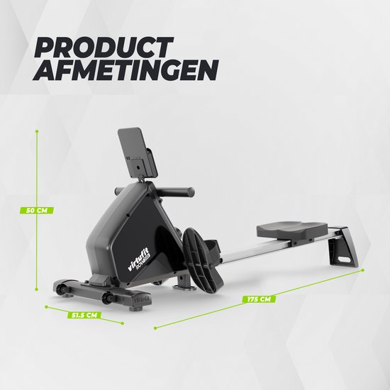 VirtuFit ROW200i Roeimachine - Inklapbaar - 10 weerstandniveaus - Geruisloos - Kinomap & FitShow - LCD Display met Tablethouder - Roeitrainer voor thuis - Roeiapparaat (ROW450)