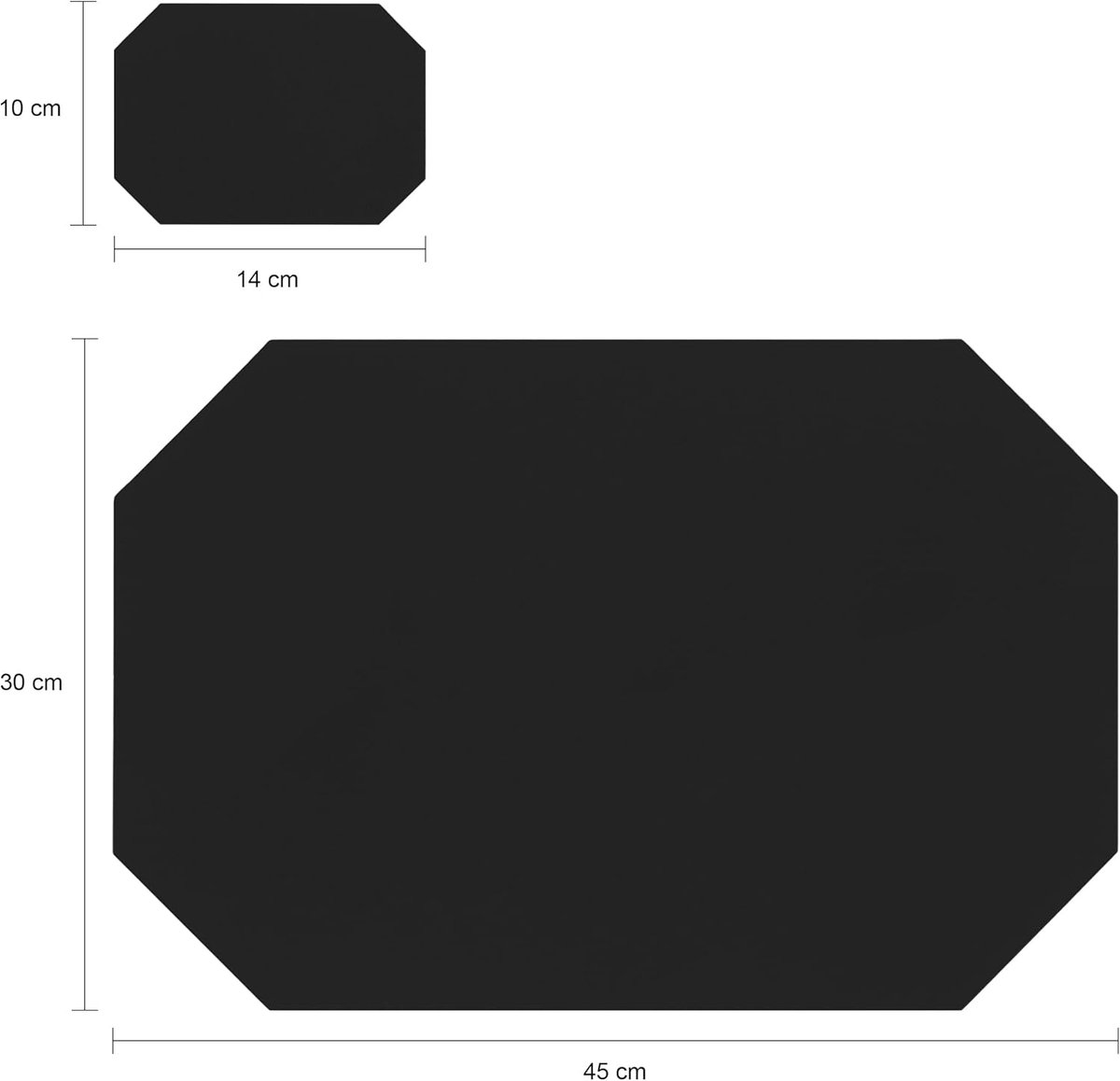 Placemat met onderzetter - Tafelset - Tafel decoreren - Waterafstotend materiaal - Set van 6 - Zwart