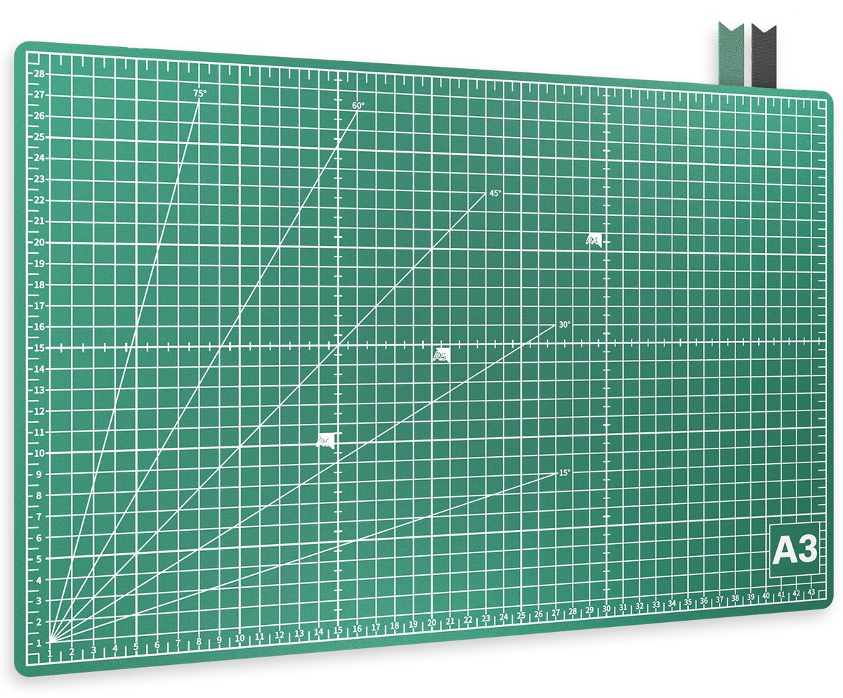 ACROPAQ Snijmat - A3, 45 x 30 cm, Dubbelzijdig bedrukt, Zelf-herstellend - Groen