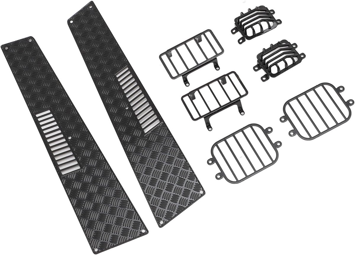 RC Auto Licht Cover Set - Koplamp Achterlicht Guard - Modificatie RC Auto - Duurzaam Aluminium - 6 Stuks - Zwart