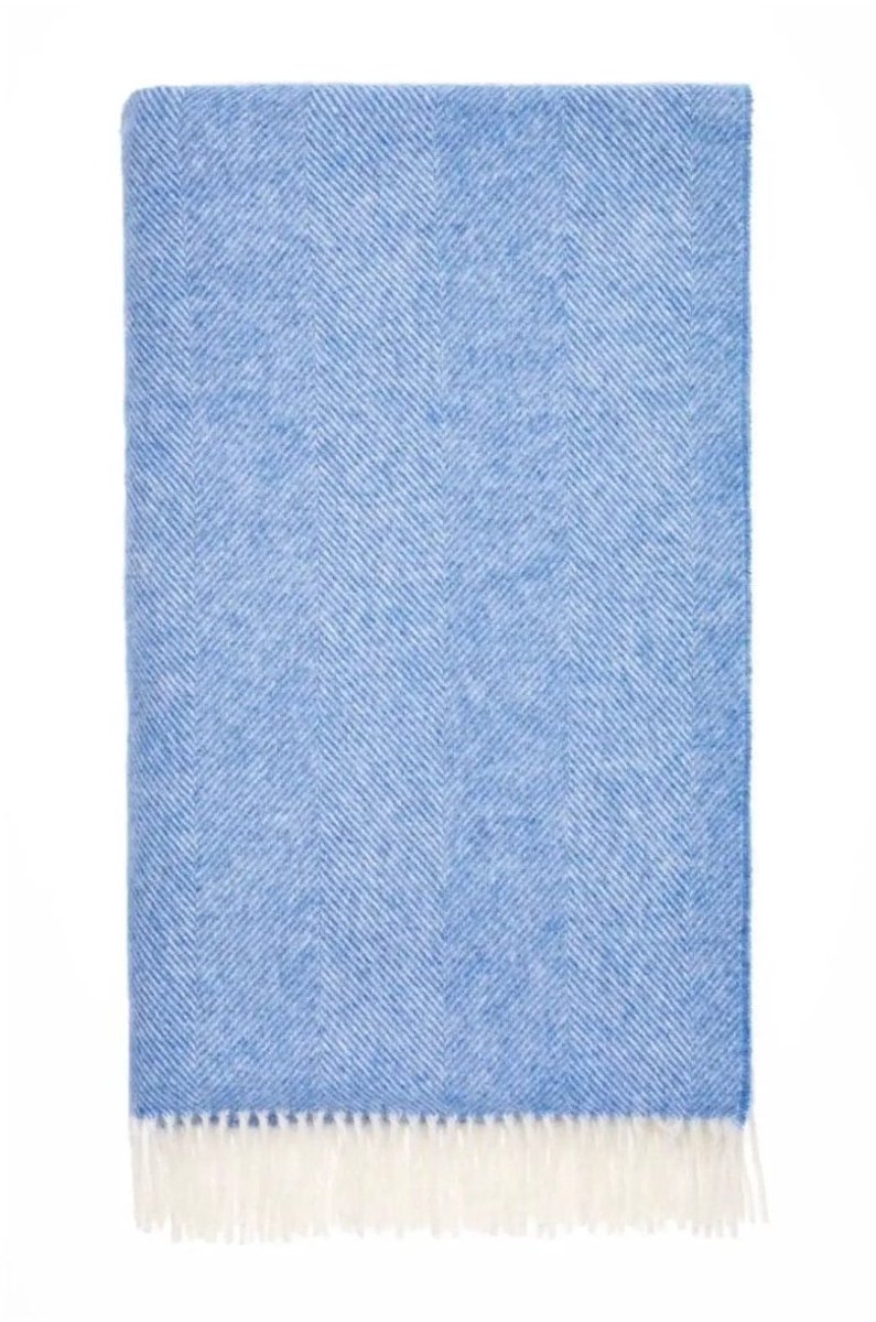 Plaid Visgraat Lichtblauw (Peacock) - Shetland Lamswol - 140x185 - Bronte by Moon Scotland