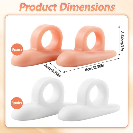 6 Paar Hamertenen Kussens en Correctoren - Flexibele Siliconen Gel Teencorrectoren voor Comfort en Ondersteuning van Voeten — afbeelding 5