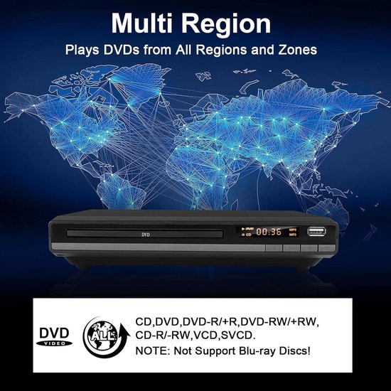 DVD Speler - Mediabox TV - Films Kijken - Regio Vrij - 1080P Upscaling - Zwart — afbeelding 4