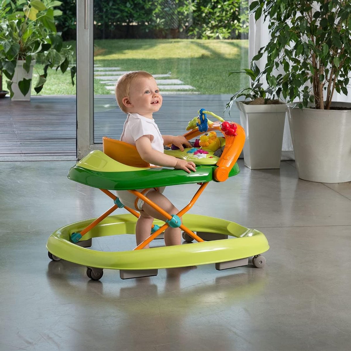 Chicco Walky Talky Loopstoeltje - Baby Walker met 3D-Speelboog & Elektronisch Speelbord - In Hoogte Verstelbaar (3 Standen) - Compact Opvouwbaar - Veilig met 6 Stoppers - Groen (6-12M) – foto 7