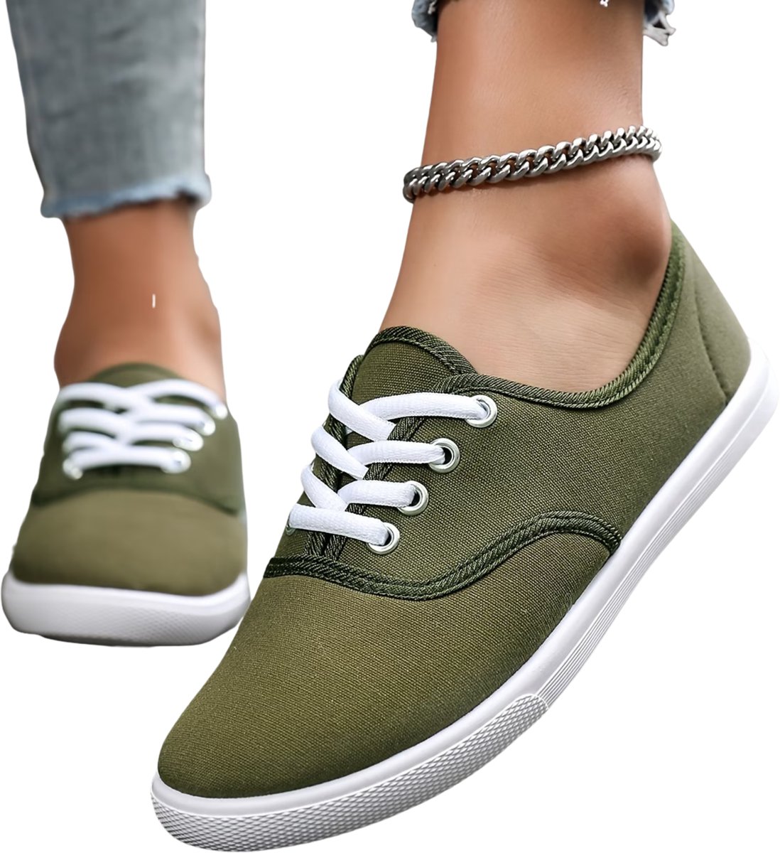 Currero Schoenen Dames Sneakers Comfortabel Slippers Casual Volwassenen 41.5 Olijfgroen