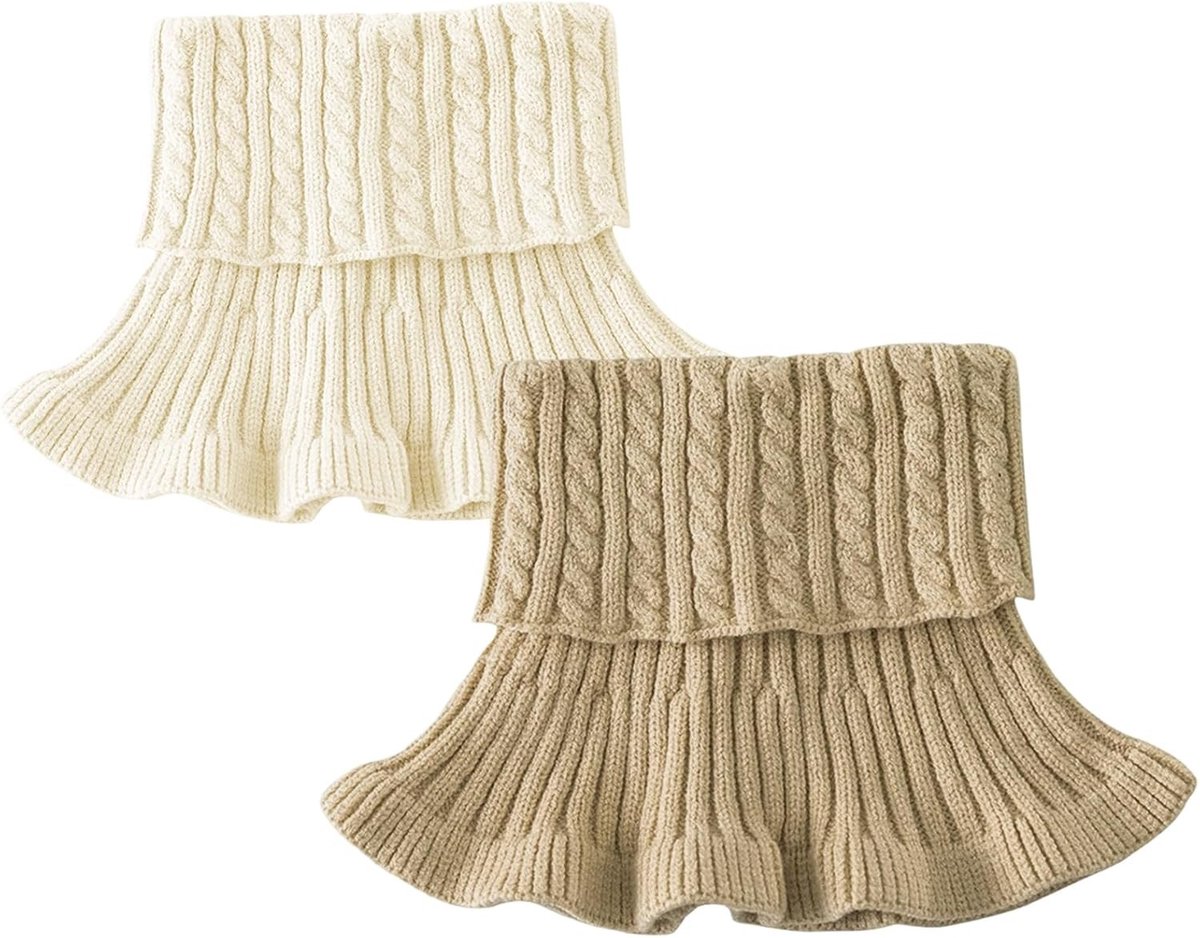 Turtleneck Neppocolletje voor Dames - 2 Stuks in Milky Light Brown voor Casual en Formele Outfits