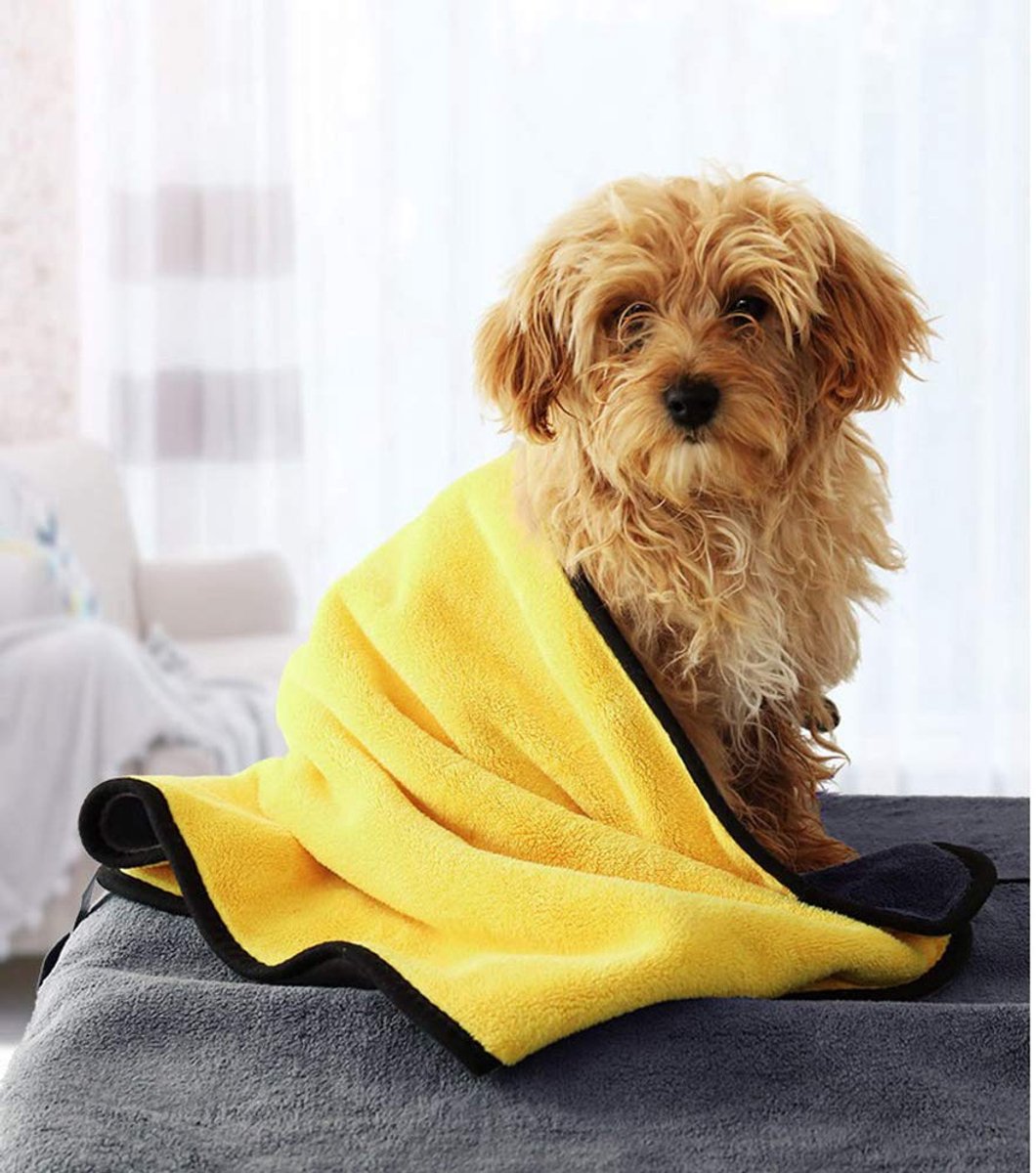 Hondenhanddoek Microvezel 2 Stuks - Super Absorberende Hondendroogdoek voor Kleine Honden en Katten - Sneldrogende Huisdier Handdoek voor Bad - Regen en Wandeling - 30 x 60 cm
