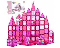 Magnetic Tiles - Speelgoed - Magnetische Tegels - Prinsessen - Educatief & Constructie - Montessori - 81 Stuks - Bouwstenen - Bouwblokken - Voor 3, 4, 5, 6, 7, 8, 9 Jaar - Bouw je Magna Wereld - Kinderen - Olvy