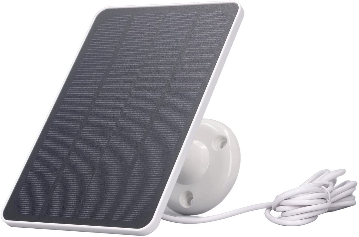 SnelShoppen - 10W Zonnepaneel voor Beveiligingscamera, USB Zonnelader DC 5V, Waterdicht, Verstelbare Montage, Micro-USB Compatibel, Wit