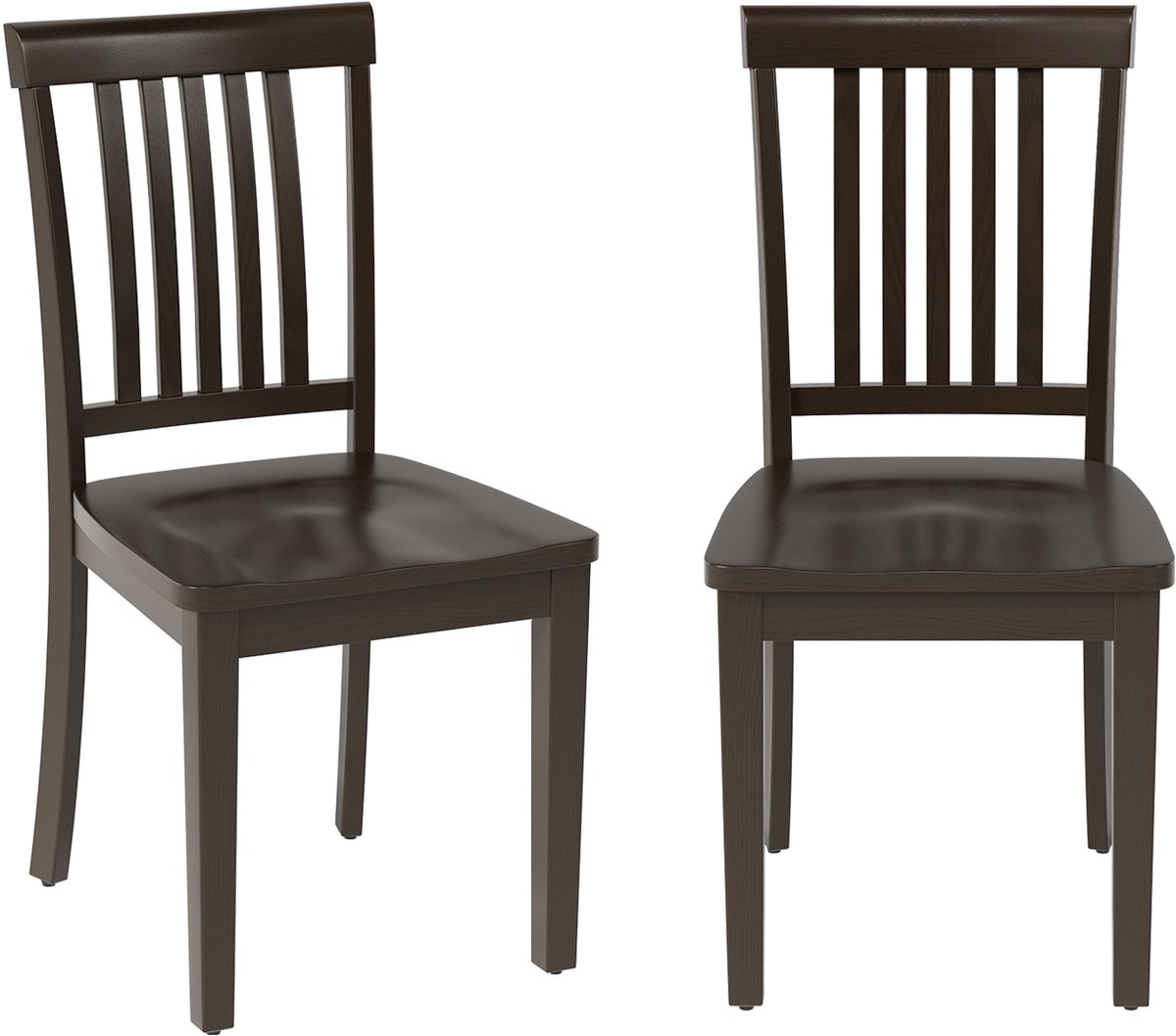COLAMY Set van 2 Eetkamerstoelen - Houten Stoelen met Rugleuning - Moderne Keukenstoel - Scandinavische Stijl - Donkerbruin