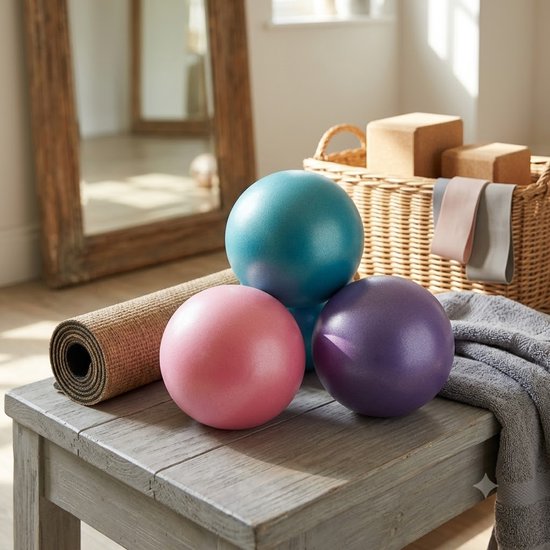 Blauw Roze Paars Pilates en yoga bal Set van 3 Unisex Gymnastiek bal Fitness bal Matte Oppervlakte Anti barst Pilates bal Ø 24,99 cm Oefen bal Balans bal Core Training Thuis Fitness — afbeelding 2