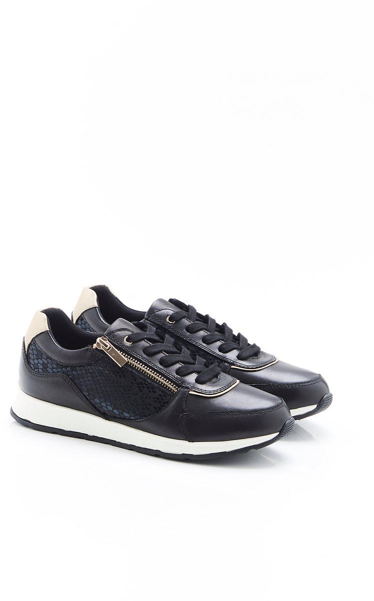 Damart - Amortyl sneakers met dierenprintdetails - Dames - Zwart - 42