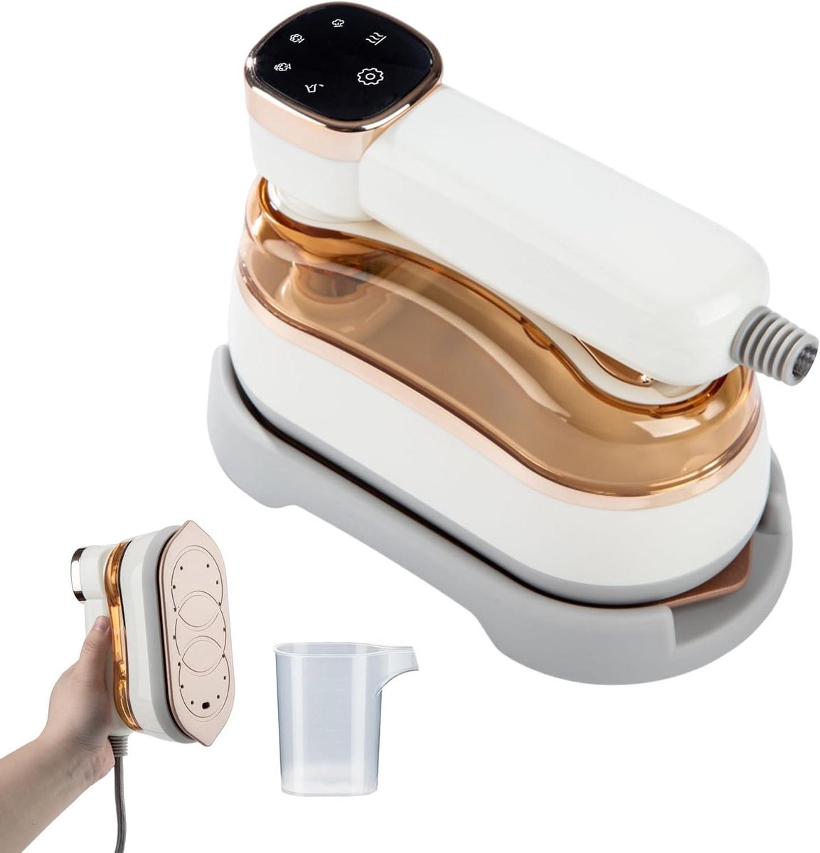 Mini Stoomstrijkijzer - Handheld Stomer - Kleding Ontkreuken - Draadloos Ontwerp - 1200 Watt - Geel