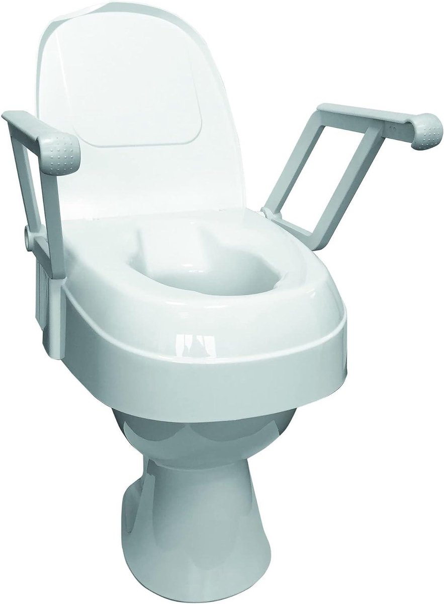 Toiletverhoger met armleuningen - Zitverhoger - Veiliger toiletgebruik - Drie hoogte-instellingen - Max 120 kg - Wit