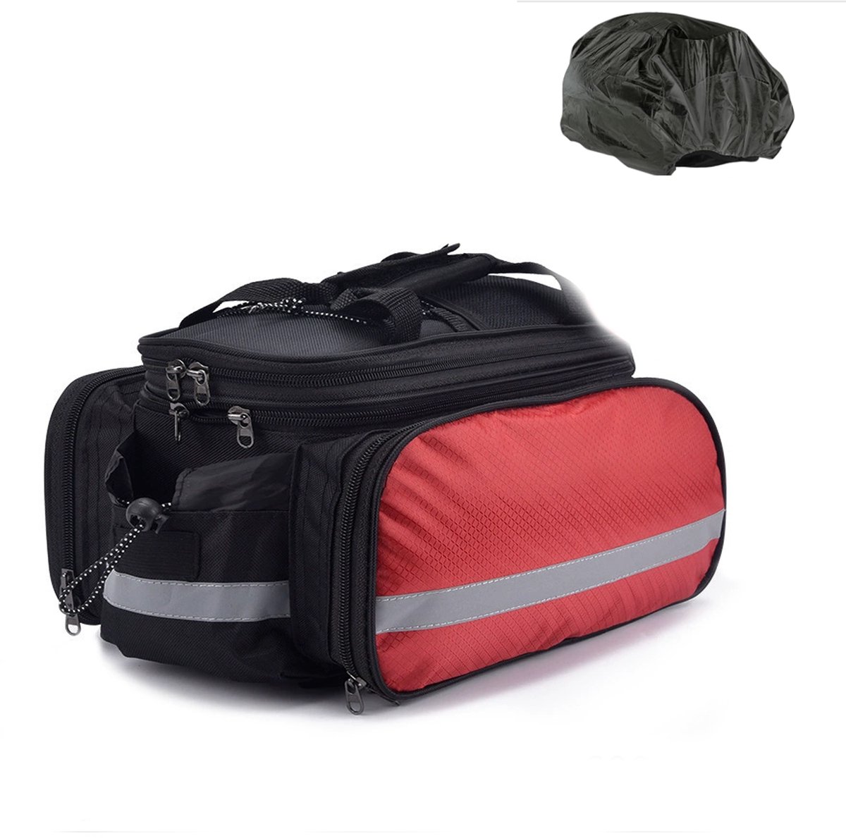 KZQ 27L fiets achterspatbord tas met regenhoes - Grote bagagebox voor boodschappen woon-werk en reizen - Stevig en waterdicht voor outdoor gebruik - Rood